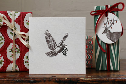 Letterpress Christmas Card - Peace Dove General Flywheel Stationery Tasmania