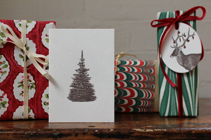 Letterpress Christmas Notecard - Christmas Tree General Flywheel Stationery Tasmania