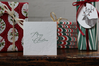 Letterpress Christmas Notecard - Merry Christmas Foliage General Flywheel Stationery Tasmania