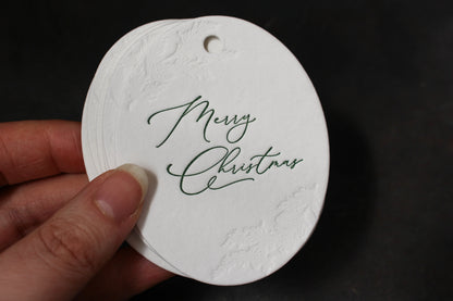 Letterpress Christmas Tag - Merry Christmas Foliage General Flywheel Stationery Tasmania