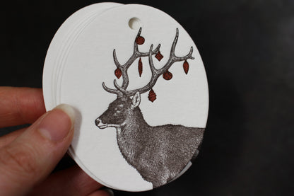 Letterpress Christmas Tag - Ornament Reindeer General Flywheel Stationery Tasmania