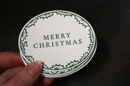 Letterpress Christmas Tag - Merry Christmas Border General Flywheel Stationery Tasmania