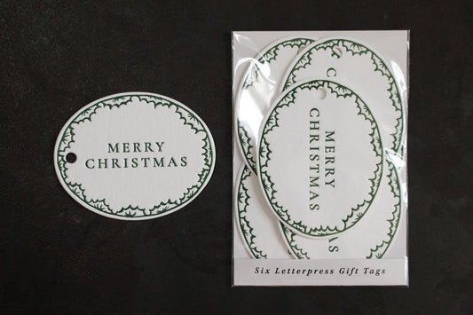 Letterpress Christmas Tag - Merry Christmas Border General Flywheel Stationery Tasmania