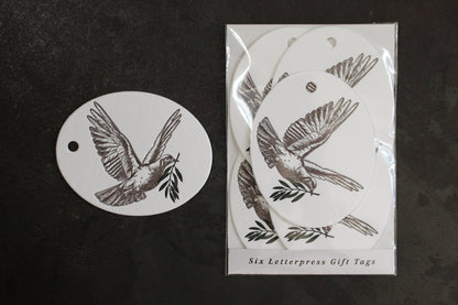 Letterpress Christmas Tag - Peace Dove General Flywheel Stationery Tasmania