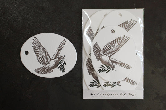 Letterpress Christmas Tag - Peace Dove General Flywheel Stationery Tasmania