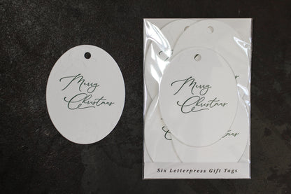 Letterpress Christmas Tag - Merry Christmas Foliage General Flywheel Stationery Tasmania