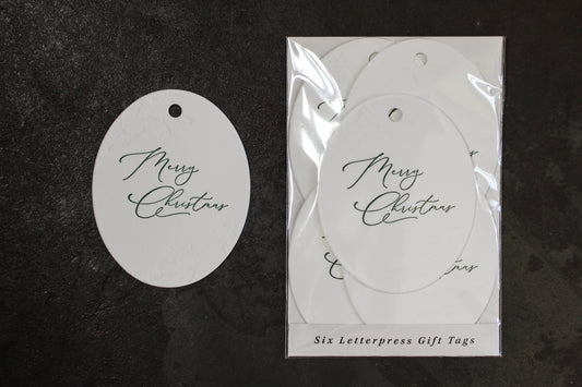 Letterpress Christmas Tag - Merry Christmas Foliage General Flywheel Stationery Tasmania