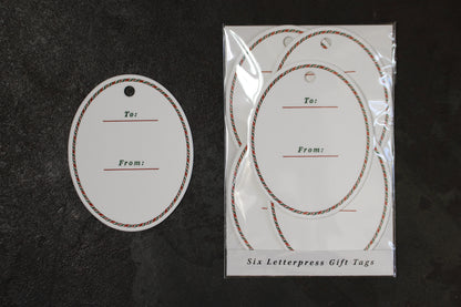 Letterpress Christmas Tag - Candy Cane Border General Flywheel Stationery Tasmania