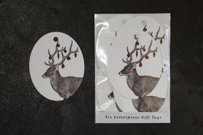 Letterpress Christmas Tag - Ornament Reindeer General Flywheel Stationery Tasmania