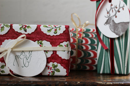 Letterpress Christmas Tag - Merry Christmas Foliage General Flywheel Stationery Tasmania