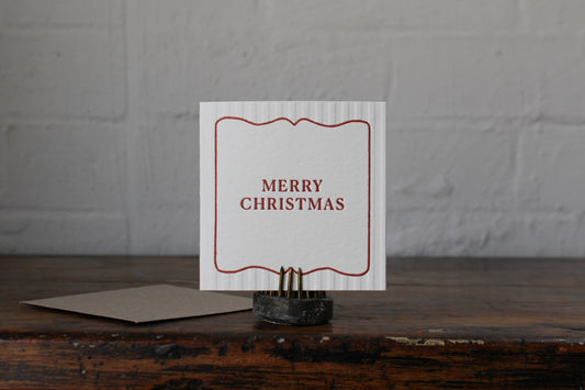 Letterpress Christmas Notecard - Merry Christmas Stripes General Flywheel Stationery Tasmania