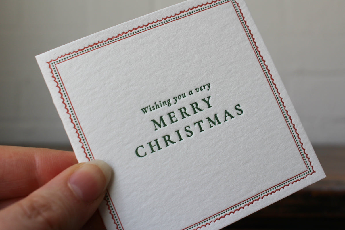 Letterpress Christmas Notecard - Merry Christmas Border General Flywheel Stationery Tasmania