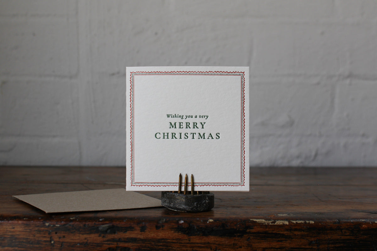 Letterpress Christmas Notecard - Merry Christmas Border General Flywheel Stationery Tasmania