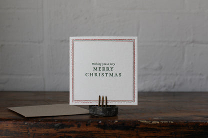 Letterpress Christmas Notecard - Merry Christmas Border General Flywheel Stationery Tasmania