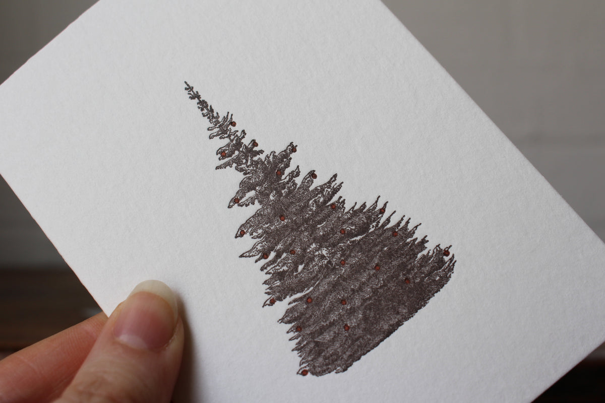 Letterpress Christmas Notecard - Christmas Tree General Flywheel Stationery Tasmania