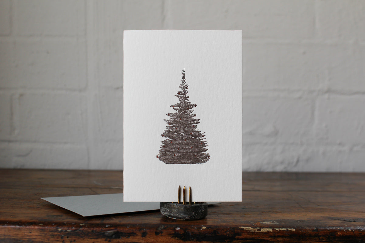 Letterpress Christmas Notecard - Christmas Tree General Flywheel Stationery Tasmania