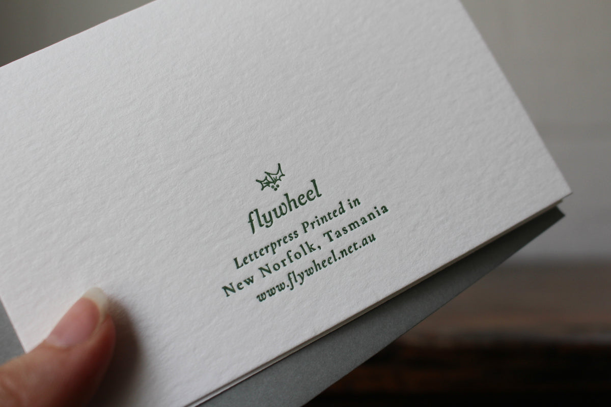 Letterpress Christmas Notecard - Candy Cane Border General Flywheel Stationery Tasmania