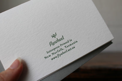 Letterpress Christmas Notecard - Candy Cane Border General Flywheel Stationery Tasmania