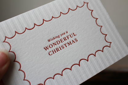 Letterpress Christmas Notecard - Wonderful Christmas Stripes General Flywheel Stationery Tasmania