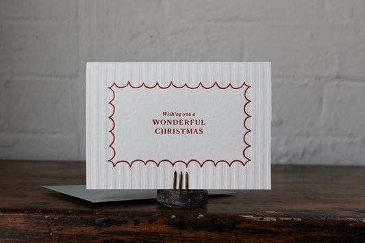 Letterpress Christmas Notecard - Wonderful Christmas Stripes General Flywheel Stationery Tasmania