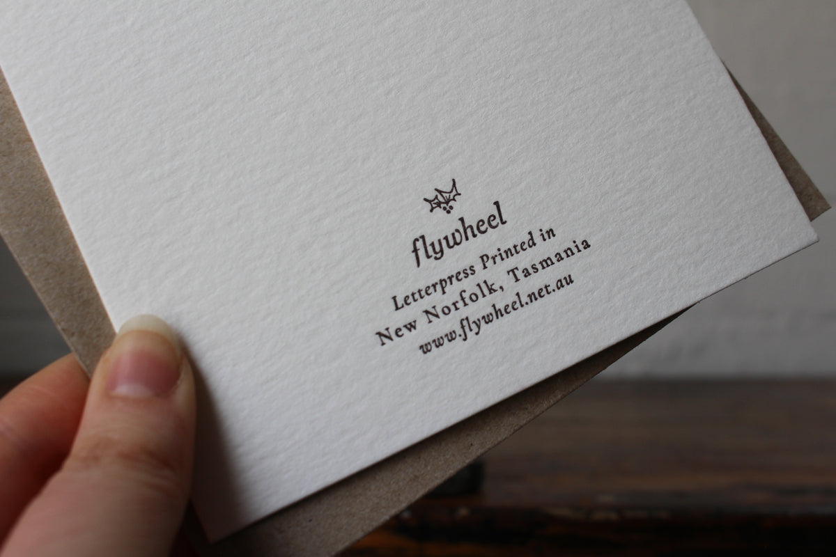 Letterpress Christmas Card - Peace Dove General Flywheel Stationery Tasmania