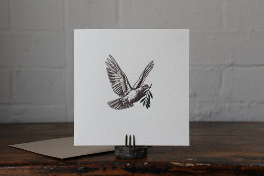 Letterpress Christmas Card - Peace Dove General Flywheel Stationery Tasmania