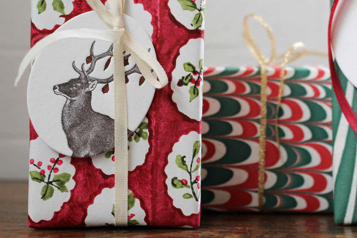 Letterpress Christmas Tag - Ornament Reindeer General Flywheel Stationery Tasmania