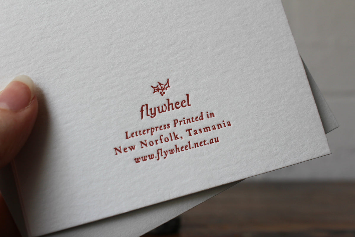 Letterpress Christmas Card - Merry Christmas Stripes General Flywheel Stationery Tasmania