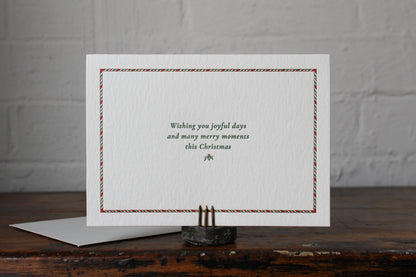 Letterpress Christmas Card - Candy Cane Border General Flywheel Stationery Tasmania