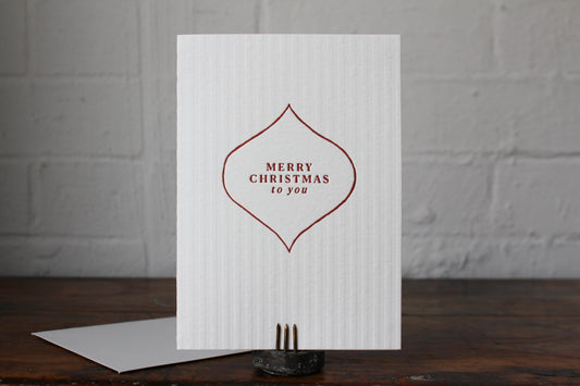 Letterpress Christmas Card - Merry Christmas Stripes General Flywheel Stationery Tasmania