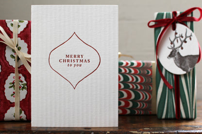 Letterpress Christmas Card - Merry Christmas Stripes General Flywheel Stationery Tasmania