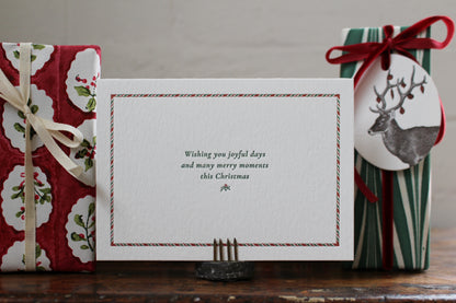 Letterpress Christmas Card - Candy Cane Border General Flywheel Stationery Tasmania