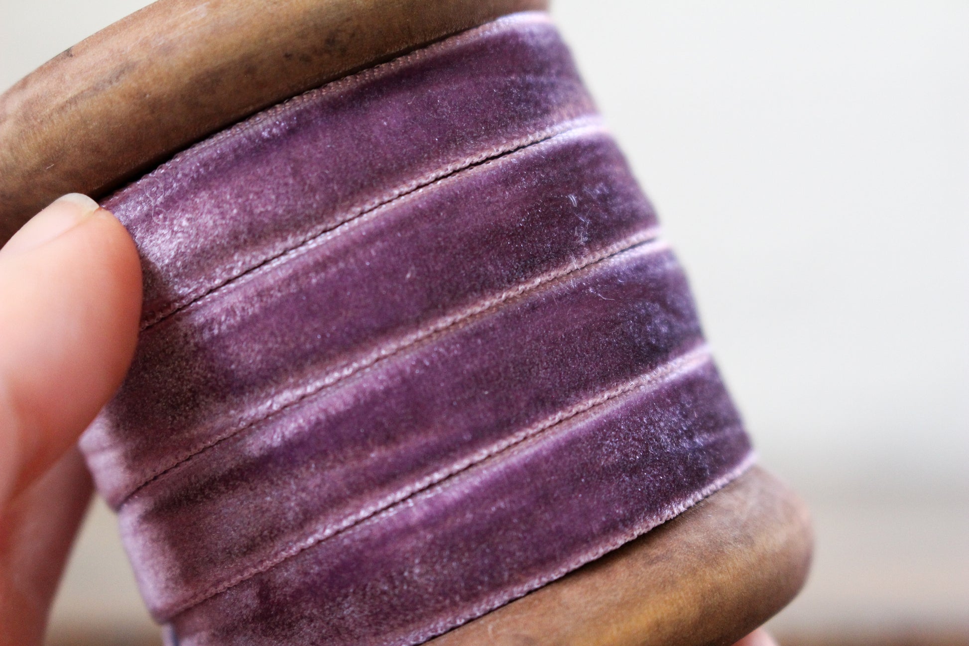 Velvet Ribbon on Wooden Spool - Purple | Flywheel | Stationery | Tasmania