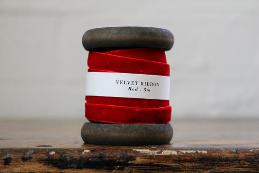 Velvet Ribbon on Wooden Spool - Red | Flywheel | Stationery | Tasmania
