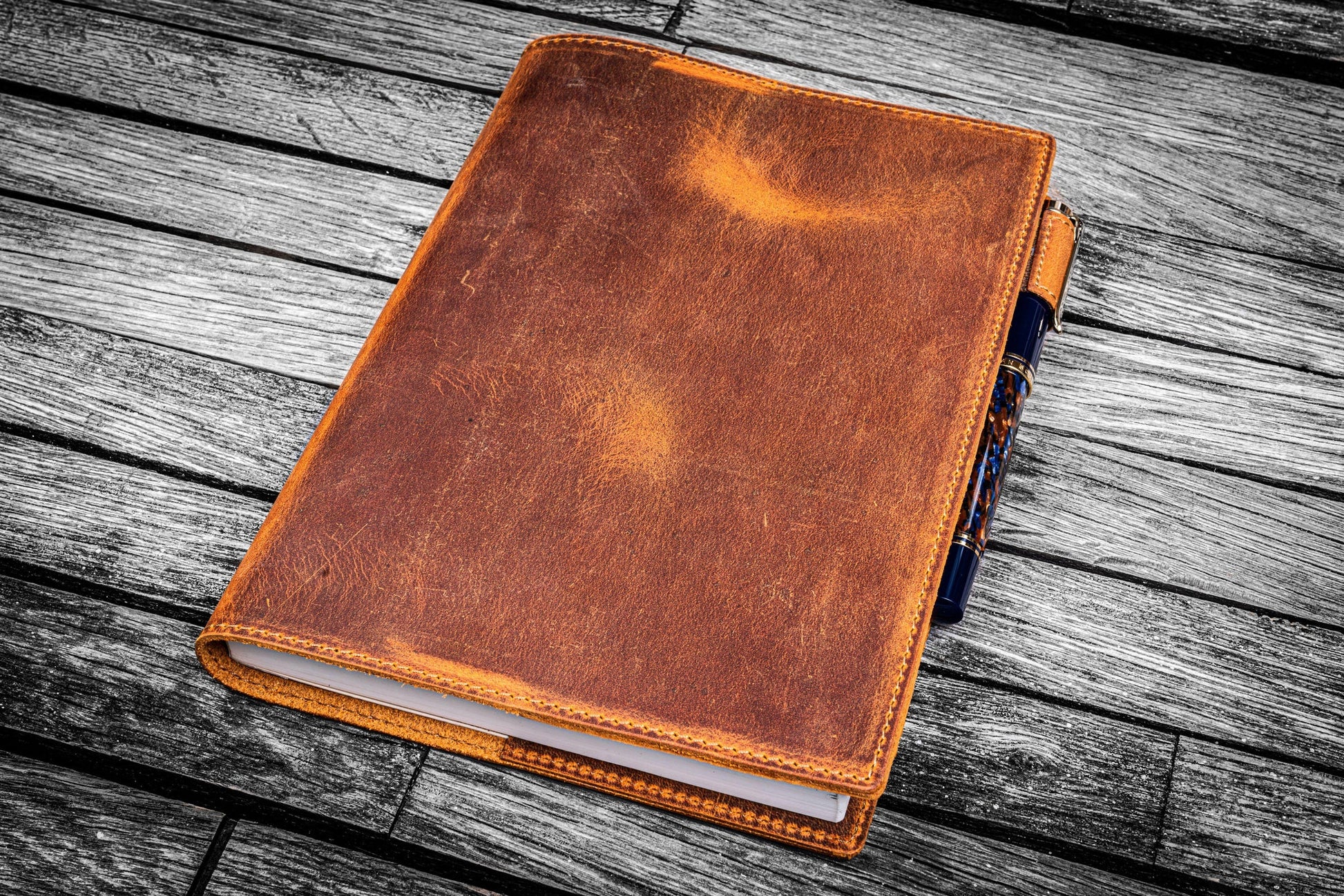 Galen Leather Slim A5 Notebook Cover - Crazy Horse Brown | Flywheel | Stationery | Tasmania