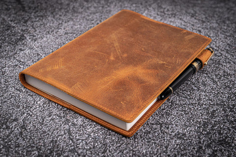 Galen Leather Slim A5 Notebook Cover - Crazy Horse Brown | Flywheel | Stationery | Tasmania