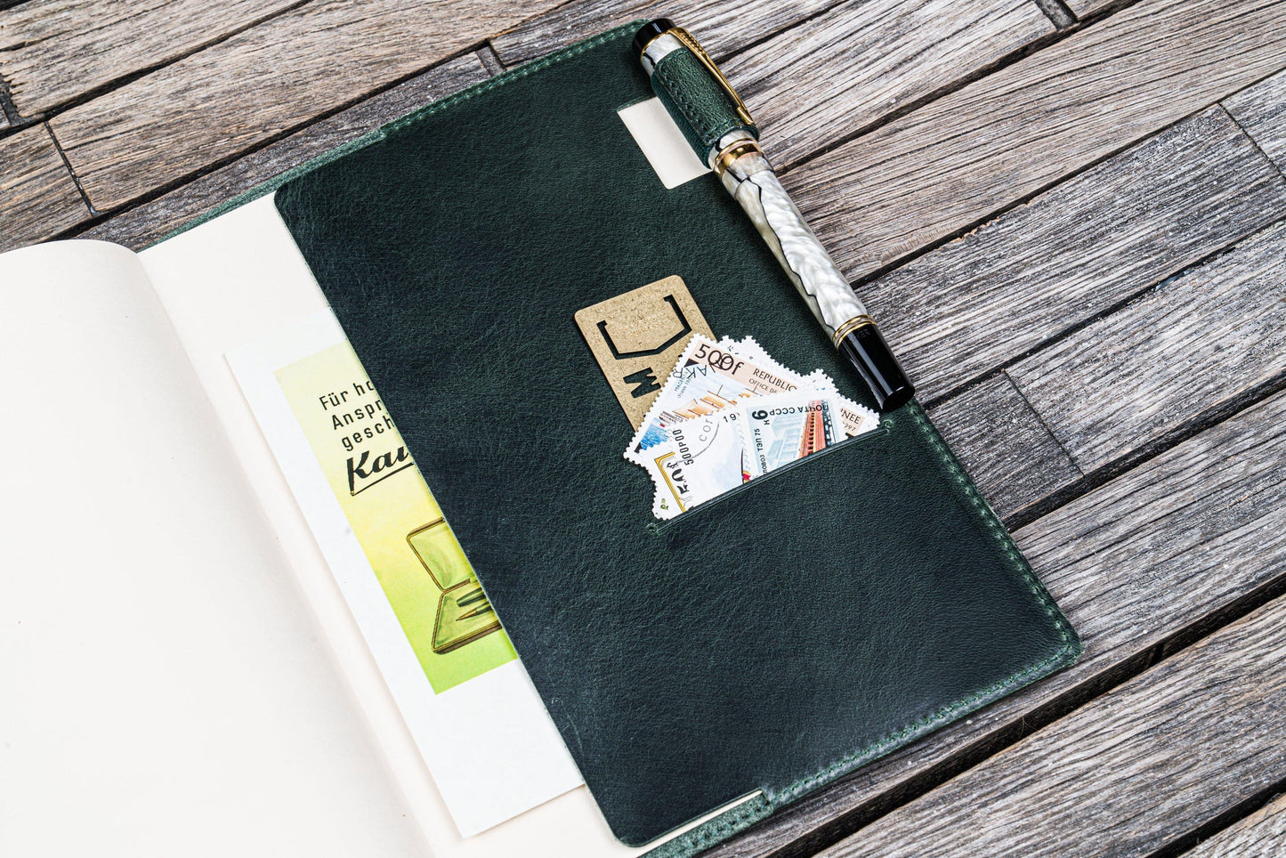 Galen Leather Slim A5 Notebook Cover - Crazy Horse Forest Green | Flywheel | Stationery | Tasmania