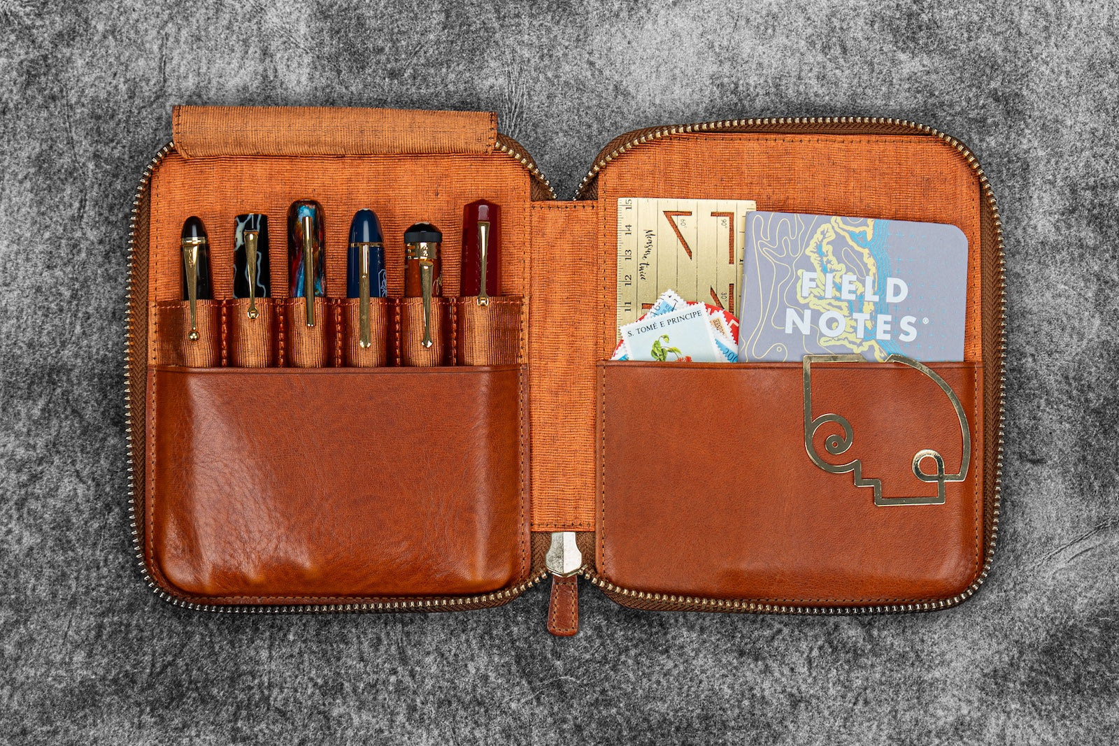 Galen Leather Legacy Collection - 6 Pen Zip Case | Flywheel | Stationery | Tasmania