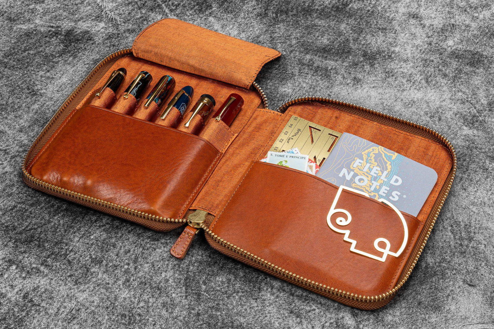 Galen Leather Legacy Collection - 6 Pen Zip Case | Flywheel | Stationery | Tasmania
