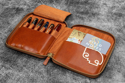 Galen Leather Legacy Collection - 6 Pen Zip Case | Flywheel | Stationery | Tasmania