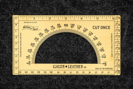 Galen Leather Brass Rectangle Protractor | Flywheel | Stationery | Tasmania