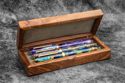 Galen Leather Wooden Pen Display Case | Flywheel | Stationery | Tasmania