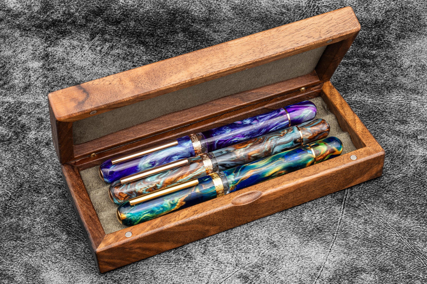 Galen Leather Wooden Pen Display Case | Flywheel | Stationery | Tasmania