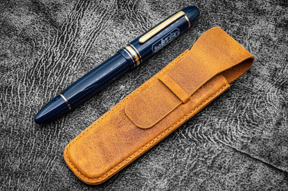 Galen Leather Slim Single Pen Sleeve - Crazy Horse Brown | Flywheel | Stationery | Tasmania