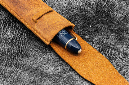 Galen Leather Slim Single Pen Sleeve - Crazy Horse Brown | Flywheel | Stationery | Tasmania