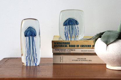 Here by Detail Jellyfish Paper Weight - Square/Blue | Flywheel | Stationery | Tasmania