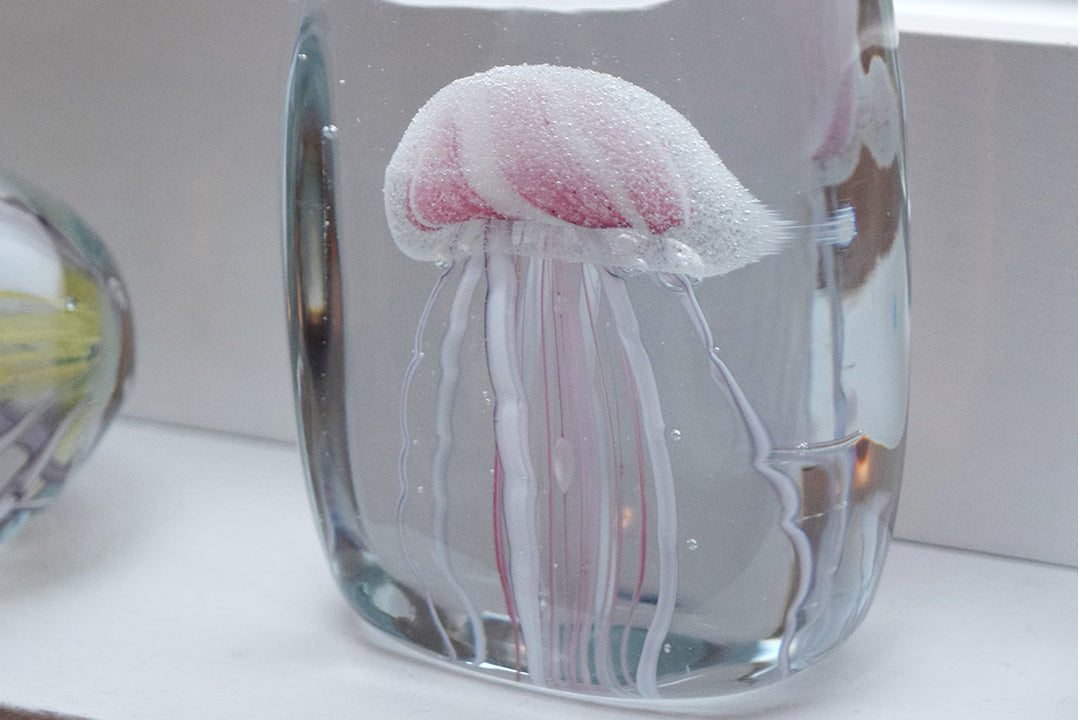 Here by Detail Jellyfish Paper Weight - Square/Pink | Flywheel | Stationery | Tasmania