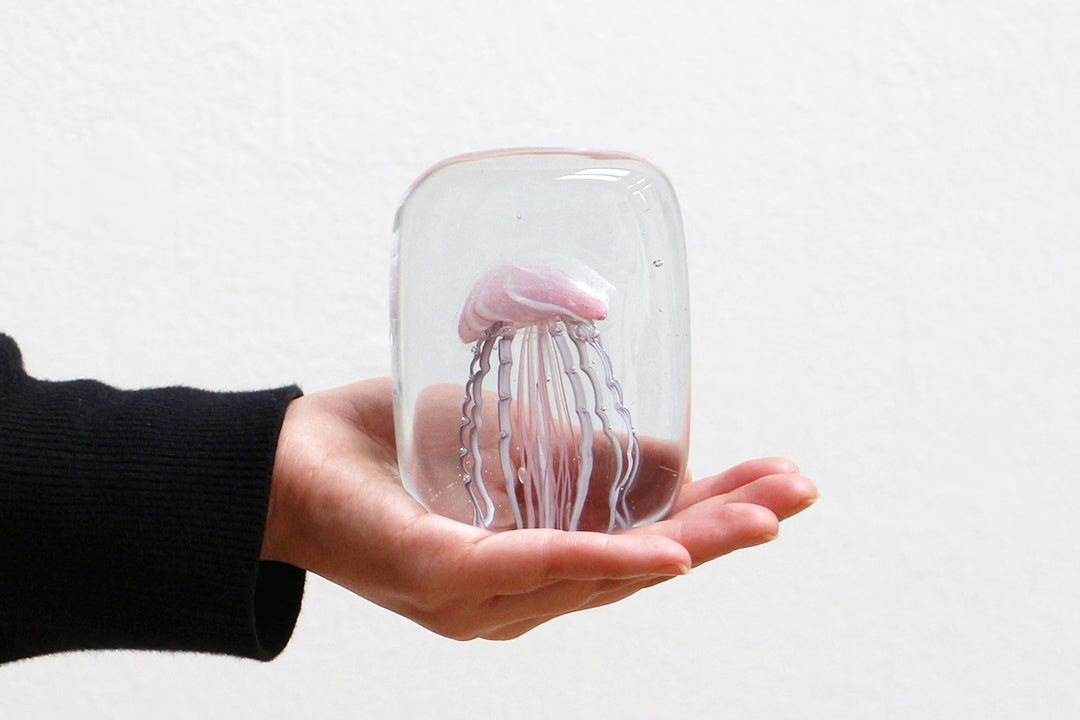 Here by Detail Jellyfish Paper Weight - Square/Pink | Flywheel | Stationery | Tasmania