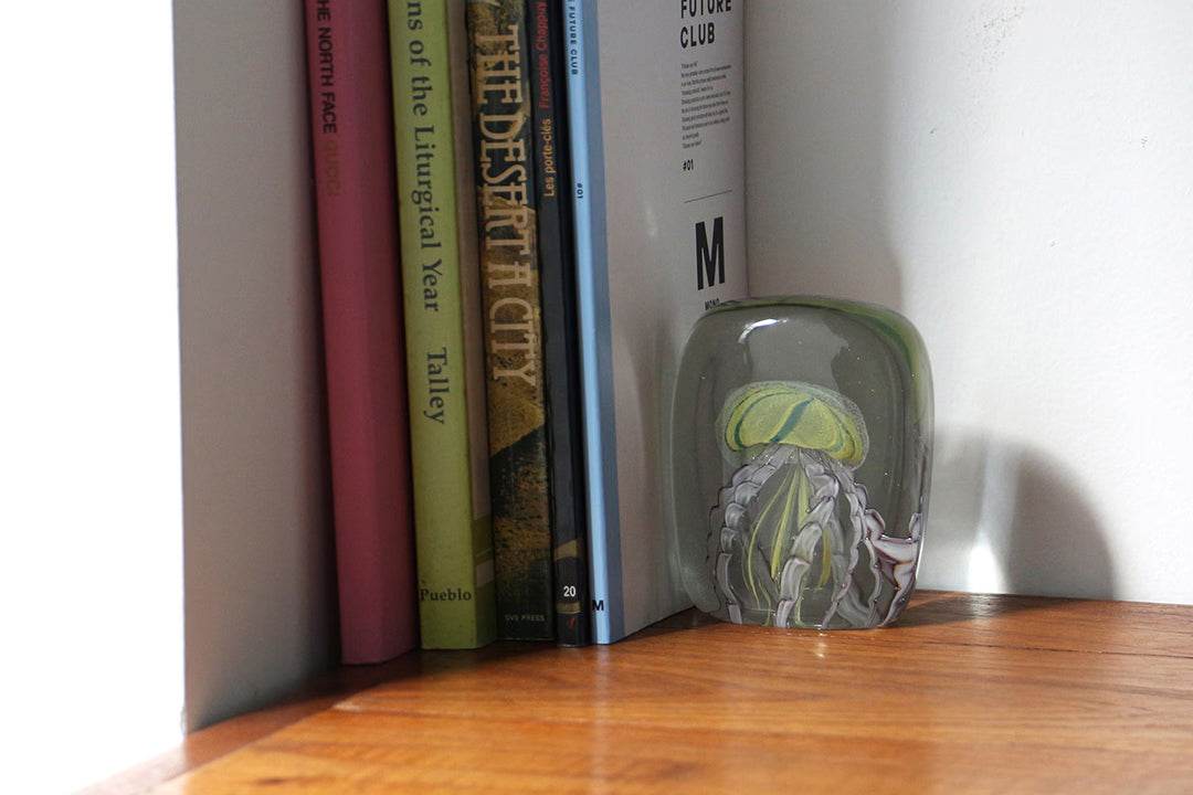 Here by Detail Jellyfish Paper Weight - Square/Yellow | Flywheel | Stationery | Tasmania
