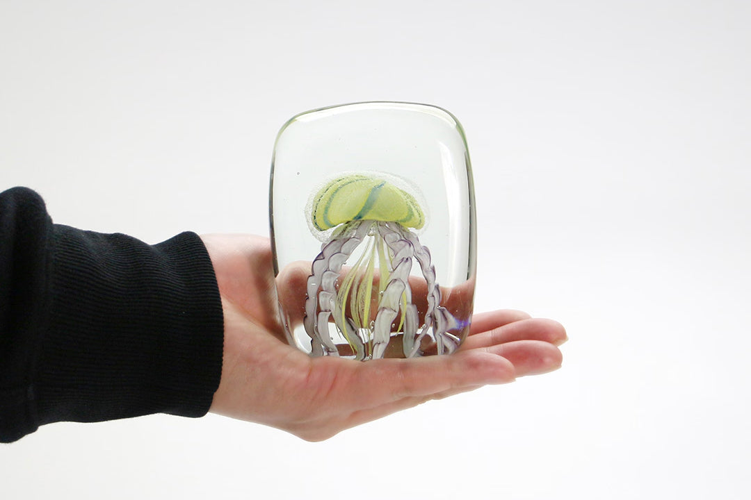 Here by Detail Jellyfish Paper Weight - Square/Yellow | Flywheel | Stationery | Tasmania